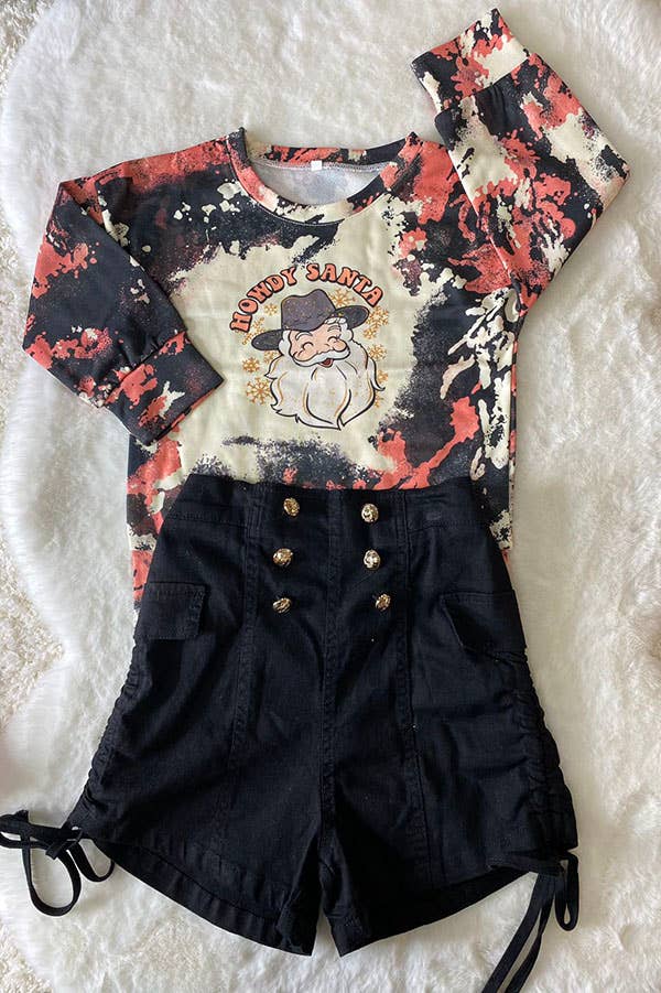 "HOWDY SANTA" Print Long sleeve Pullover