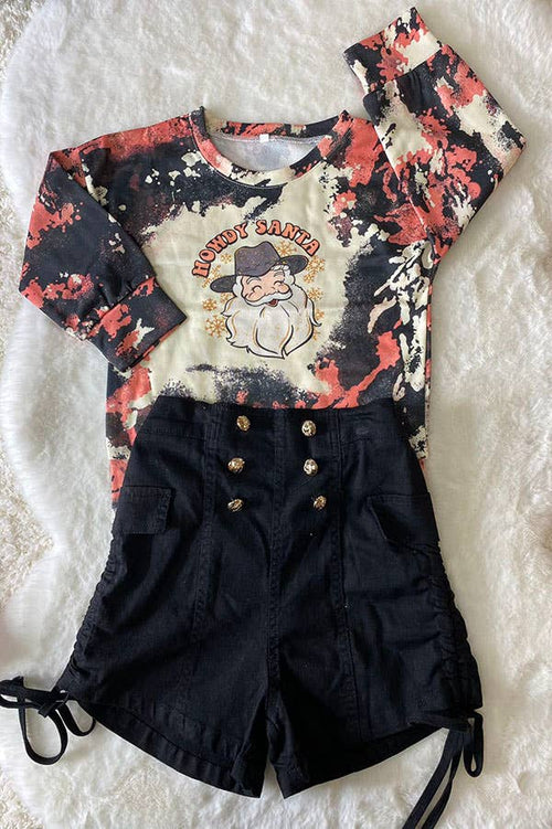 "HOWDY SANTA" Print Long sleeve Pullover