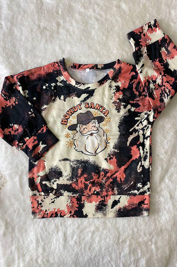 "HOWDY SANTA" Print Long sleeve Pullover