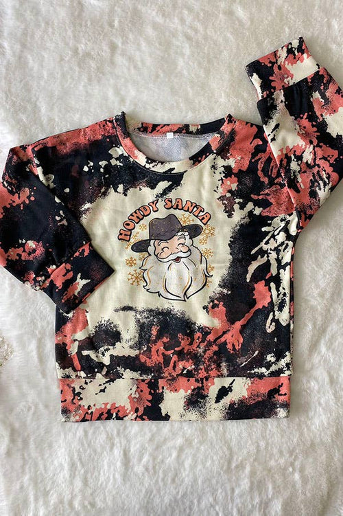 "HOWDY SANTA" Print Long sleeve Pullover