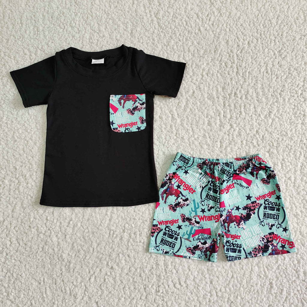 Black cotton shirt shorts boy outfit