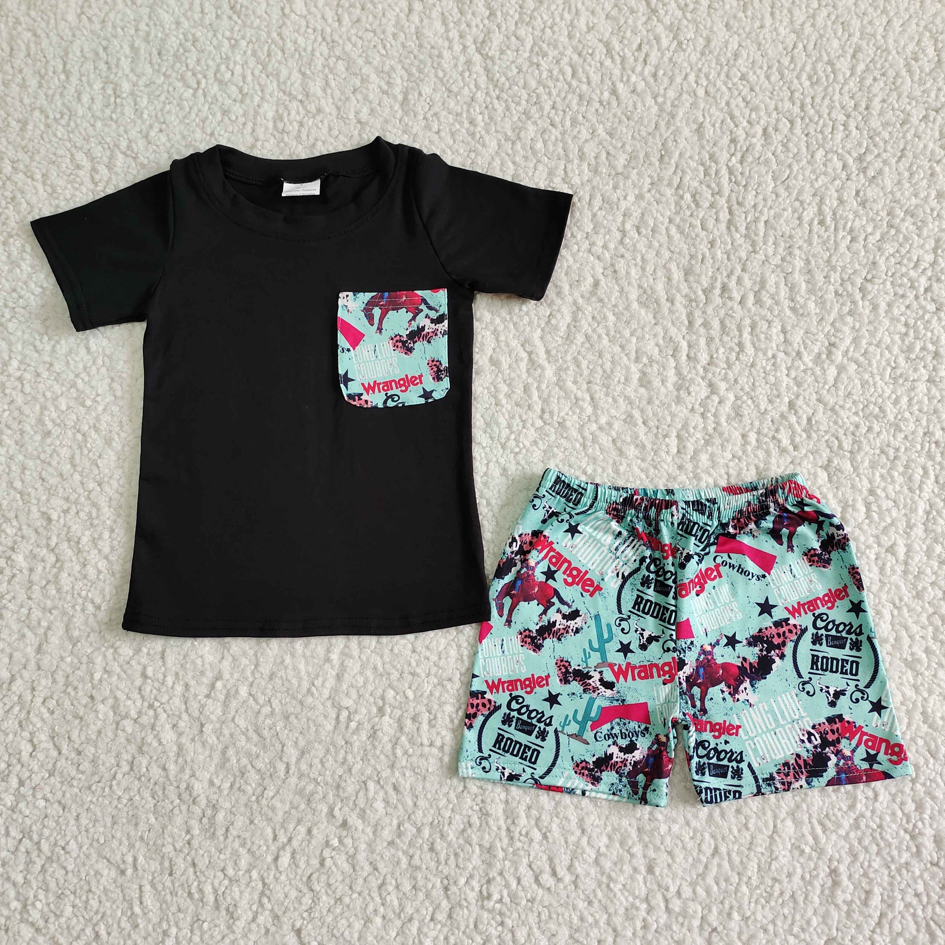 Black cotton shirt shorts boy outfit