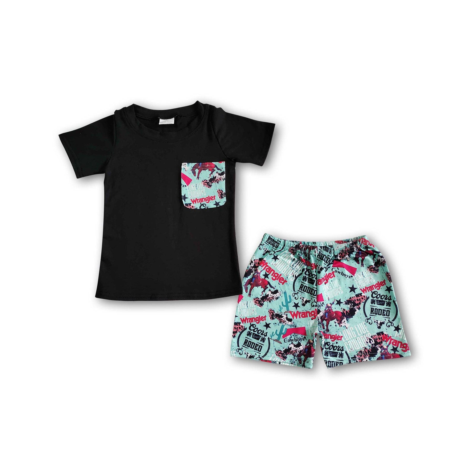 Black cotton shirt shorts boy outfit